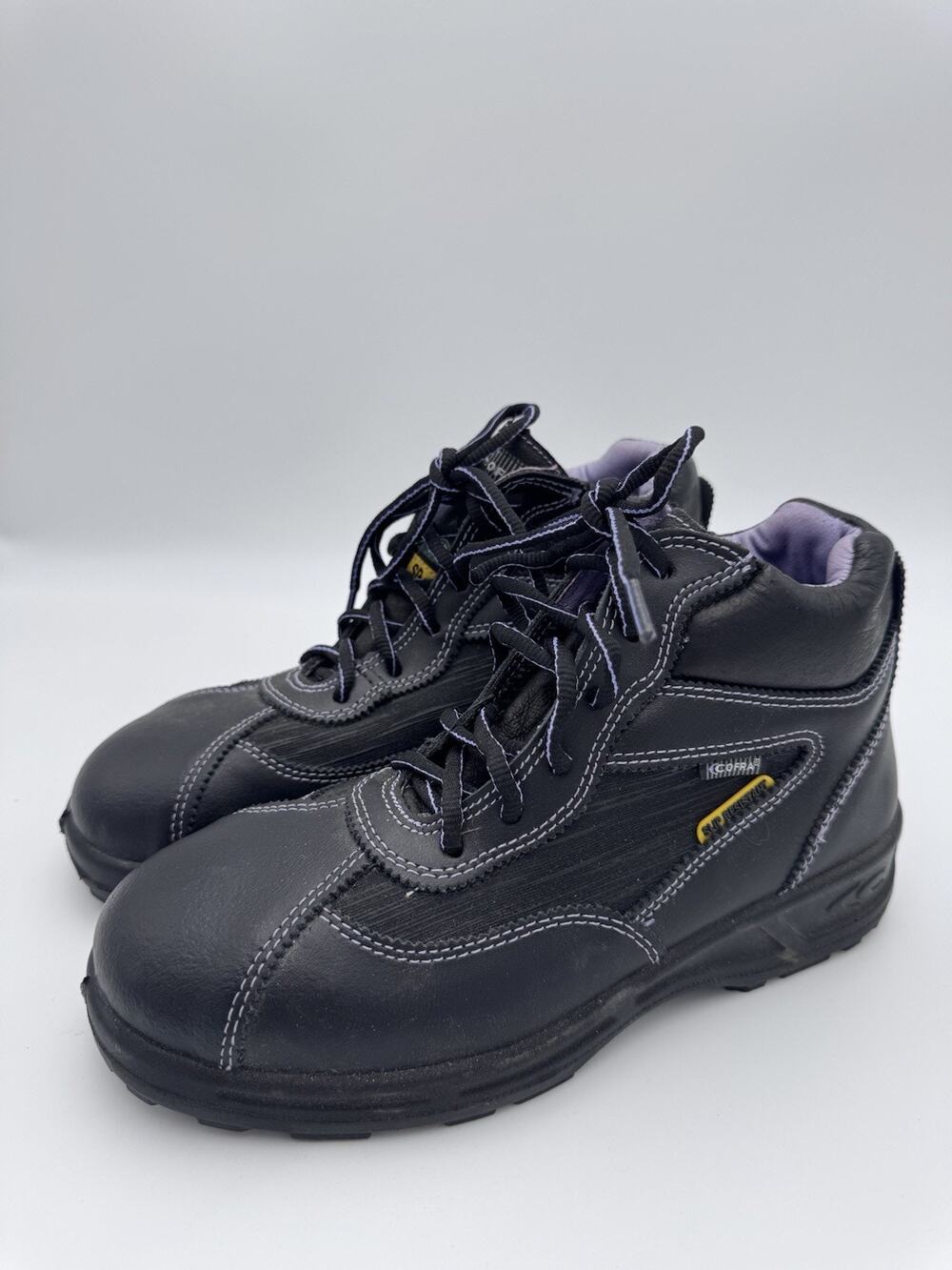 COFRA Brigitte Womenβs 8.5 Black Leather Steel Toe Safety Work Boots S3 SRC